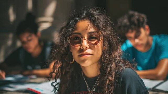 Focused and Composed: Capturing the essence of studious dedication, a young person radiates confidence and concentration. Against a subtly blurred background.