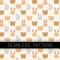 Pastel Baby Animal Vector Pattern for Nursery and Baby Apparel