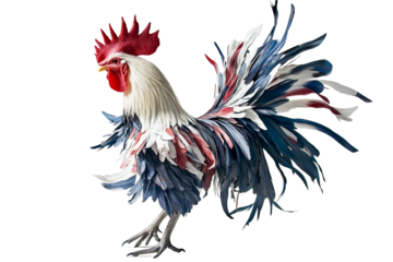 Majestic rooster with vibrant plumage isolated on transparent PNG