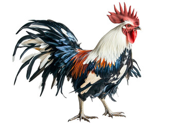 Fototapeta premium Majestic rooster with vibrant plumage isolated on transparent PNG