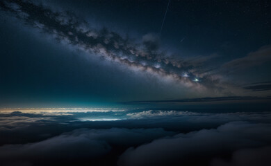 Night Landscape with Stars and Mountains – Milky Way Reflection