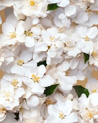 Seamless Pattern Blooming white flowers in soft, natural light.