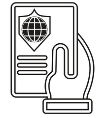 Visa icon, for travel documentation, simple element, can be used for web, mobile, UI , eps 10 on white background, vector illustration.