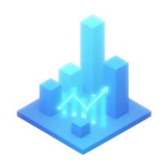 Fototapeta premium Transparent Digital 3D Stock Market Analysis in PNG with Growth Charts and Financial Investment Data