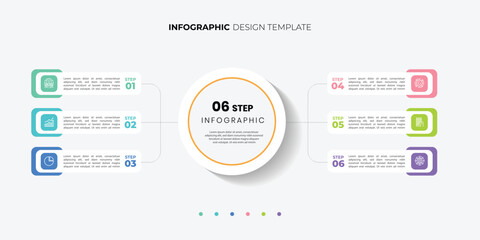 Infographic label design with circle infographic template design and 4,5,6 options or steps. Can be used for process diagram, presentations, workflow layout, 