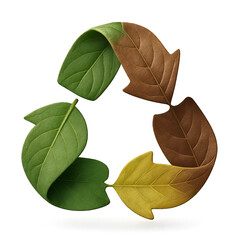 Recycle Symbol Made of Colorful Leaves Representing Sustainability