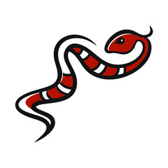 Naklejka premium Red and black snake in tribal stylized abstract design