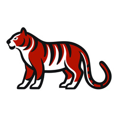 Fototapeta premium Red and black tiger in stylized tribal graphic design