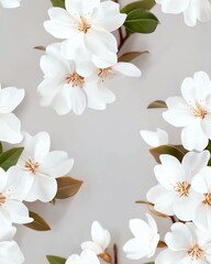 Obraz premium Seamless Pattern Delicate white flowers on a soft background.