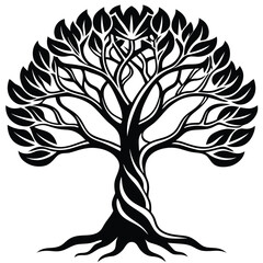 Obraz premium Tree of life with leaves vector illustration.