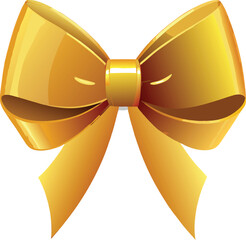 Golden satin ribbon tied vector illustration 