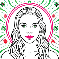 hand draw portrait beautiful women  