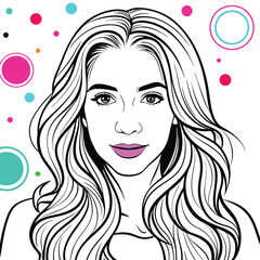 hand draw portrait beautiful women  