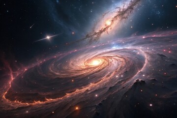 Colorful space galaxy cloud nebula. Stary night cosmos. Universe science astronomy. Big bang explosion. Supernova background wallpaper