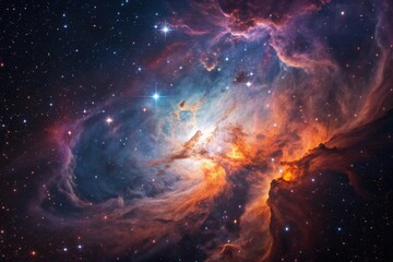 Fototapeta premium Colorful space galaxy cloud nebula. Stary night cosmos. Universe science astronomy. Supernova background wallpaper