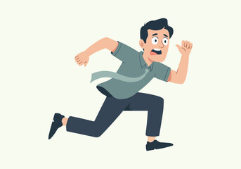 Person Running in Panic Vector — Fear and Urgency Flat Design