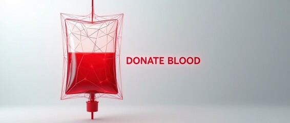 Blood bag in a scene with a white background.