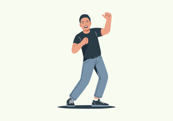  Happy Dancing Man Vector — Energetic Flat Full-Body Illustration