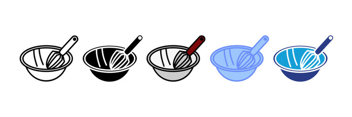 Mixing Bowl Icon Set Multiple Style Collection