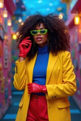 mujer hermosa africana con pelo afro 