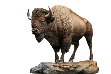 American bison sculpture detailed rendering wildlife art isolated on transparent PNG