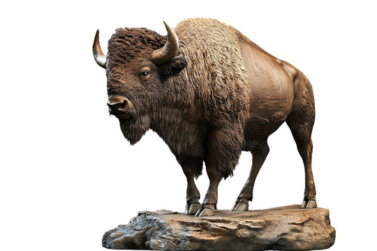 American bison sculpture detailed rendering wildlife art isolated on transparent PNG