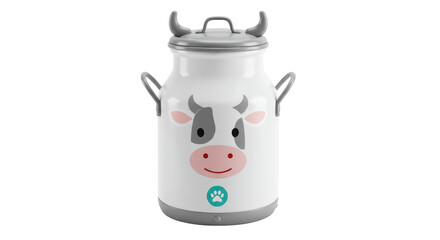 Isolated Cartoon Milk Can with Cow Design