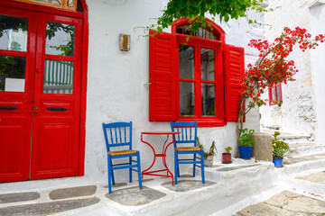 Picturesque Chora village on the island of Amorgos. Cyclades, Greece