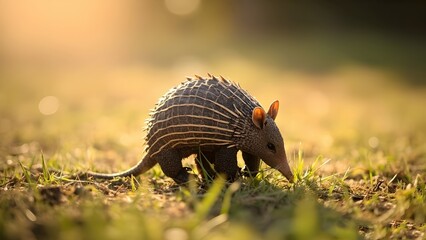 Obraz premium Adorable Armadillo Walking Through Grass