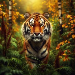 Fototapeta premium Bengal Tiger with black stripes