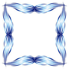 Square frame of wavy lines with place for text. Blue monochrome fantasy element. Creative geometry blue design element. Square ornament vector illustration.