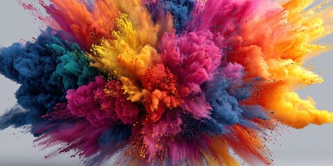 Fototapeta premium Vibrant Central Powder Explosion on White Background