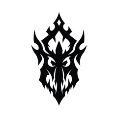 Tribal dragon head design fierce black ink tattoo