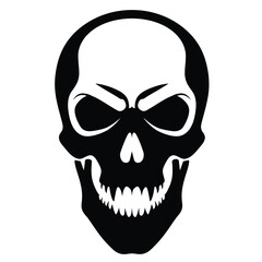 Aggressive black and white skull illustration