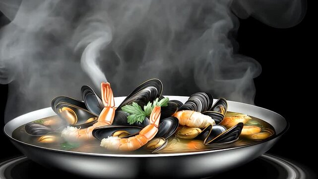 Steaming Seafood Soup