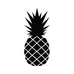 Simple black silhouette of a pineapple fruit