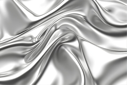 Silver metallic fabric texture background with smooth and shiny surface isolated on transparent background