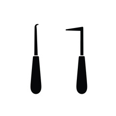 Dental tools icon set black silhouette illustration