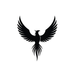 Majestic black phoenix bird wings spread