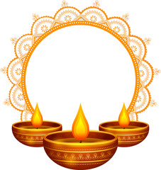 burning diya on Happy Diwali Holiday background for light festival of India