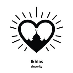 Heart shaped mosque silhouette islamic love sincerity