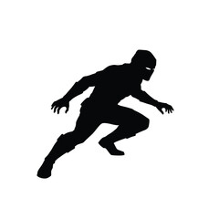 Masked superhero silhouette dynamic pose action