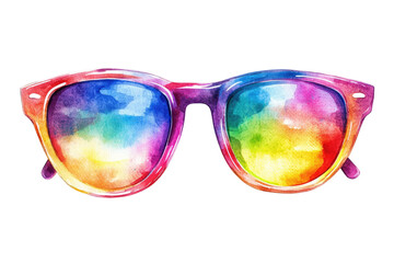 Vibrant Watercolor Painting of Classic Sunglasses