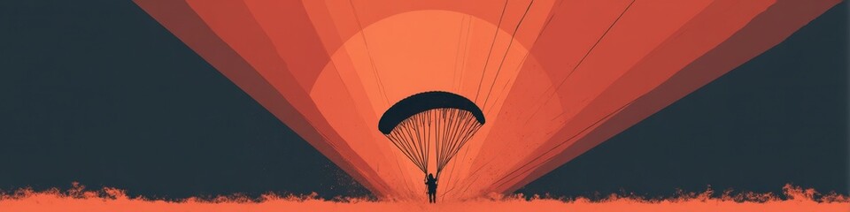 Fototapeta premium Sunset Parachute Adventure Scene