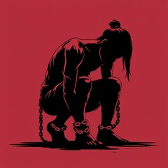 Depiction of a person in chains reflecting struggle and resilience in a symbolic representation of confinement