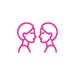 Two Women Facing Each Other Pink