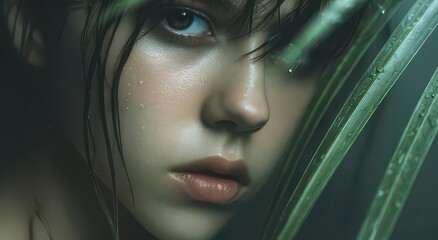 Serene Portrait Amidst Nature's Elements
