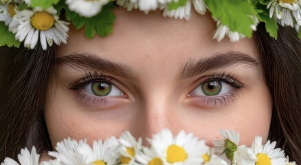 Enchanting Close-Up of a Young Woman with Flower Crown
