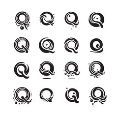 Creative Letter Q Logo Icons with Modern Fluid Shape Design, Abstract Liquid Style Alphabet Q Symbols for Branding, Business, and Graphic Templates

