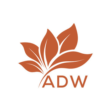 Elegant Botanical Leaf Logo Design with ADW Text . ADW Letter logo .
